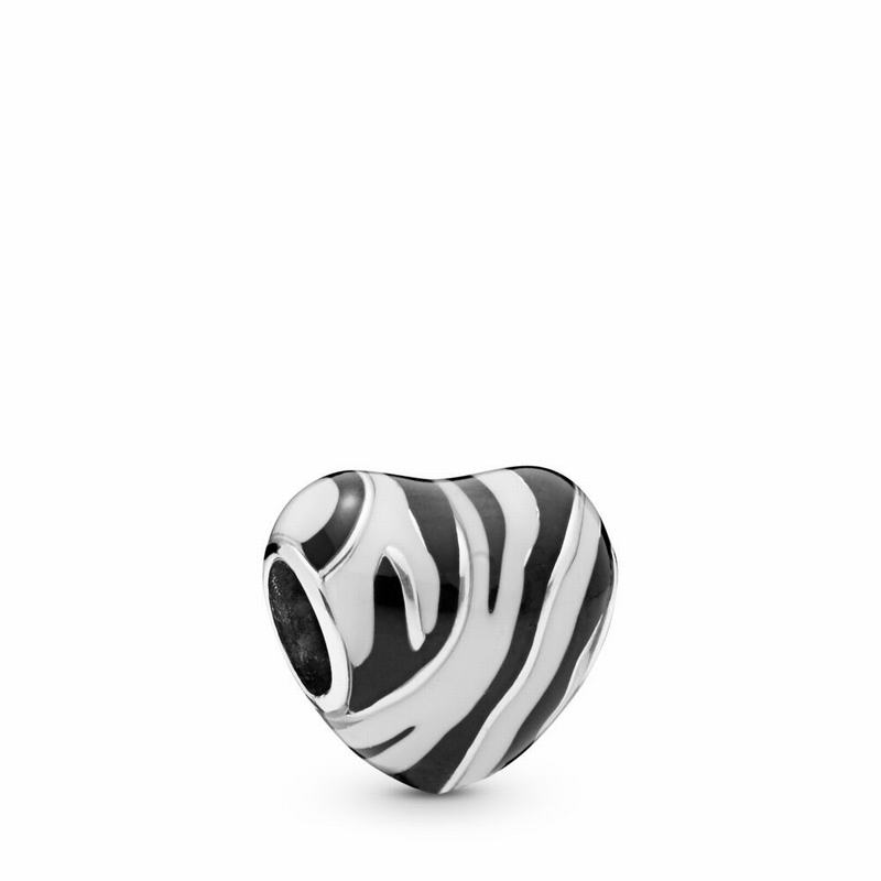 Pandora Wild Stripes Charm - Sterling Silver/Enamel/Black - Canada | WY7759KZ